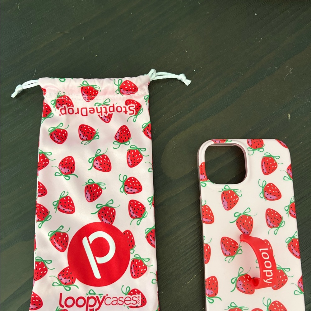Loopy Case Strawberry Design - Red and White